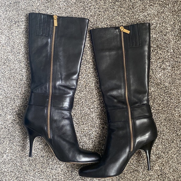 Michael Kors Caroline Leather Heel Black Boots size 8.5 - Picture 4 of 7